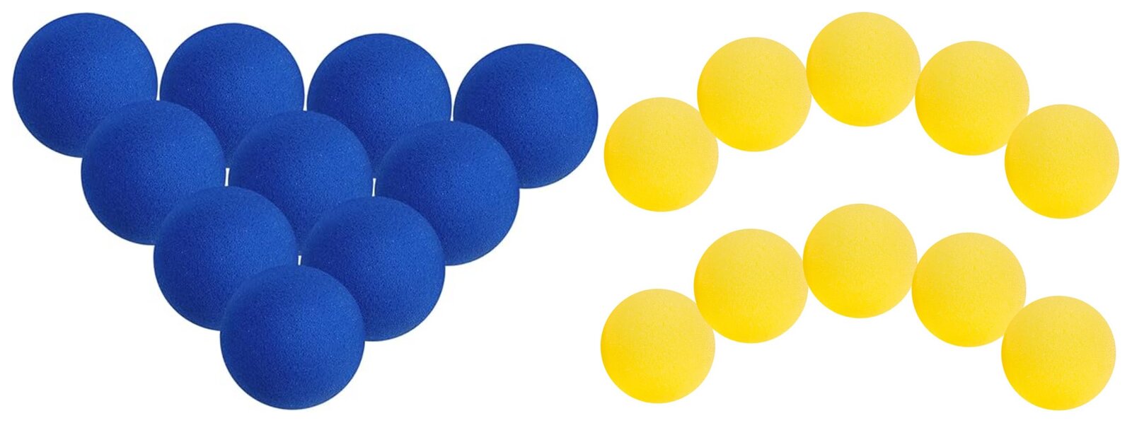Boulets bleus et jaunes en mousse