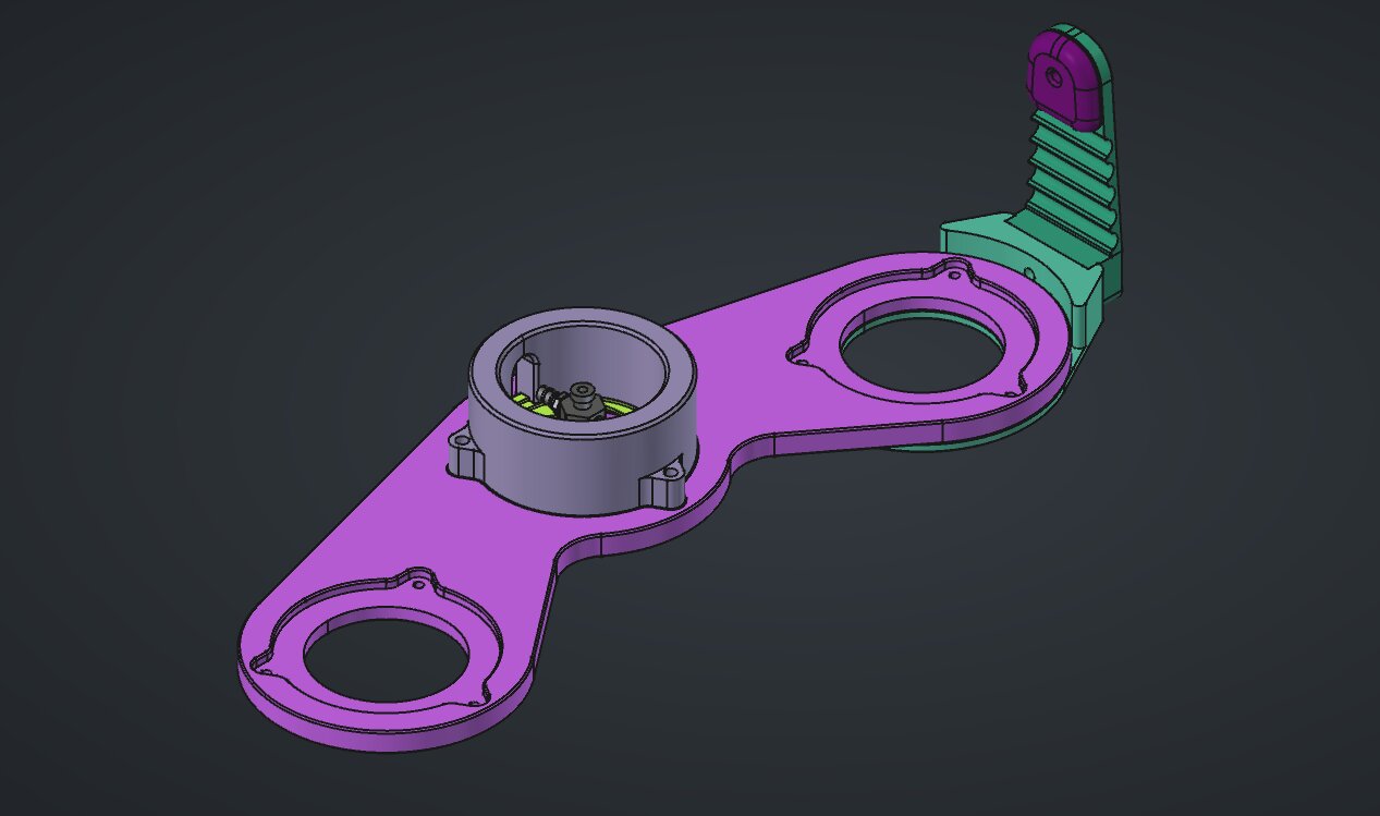 Modèle FreeCAD du bras avec le doigt de maintien au bout