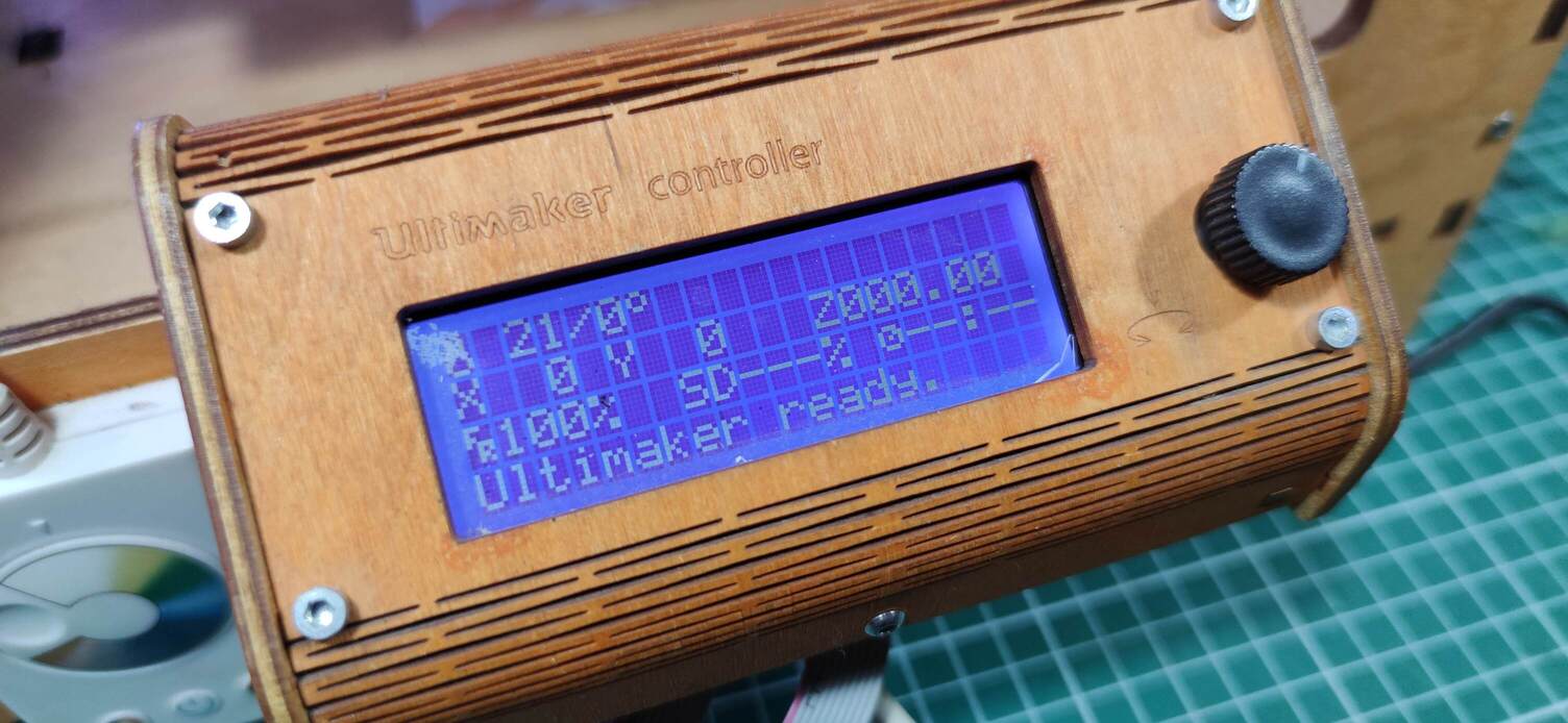 The controller screen, machine ready