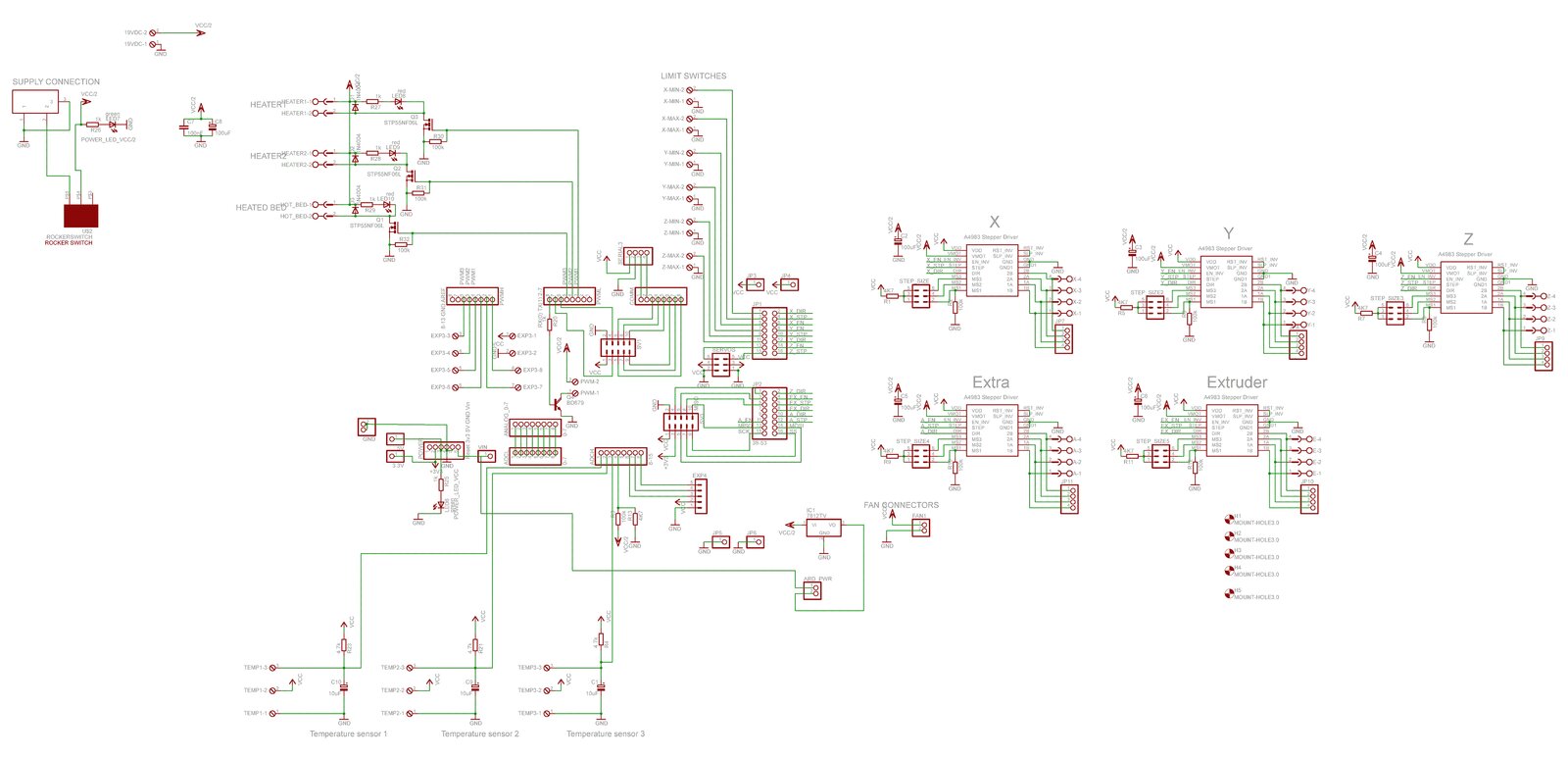 Ultimaker Original mainboard diagram